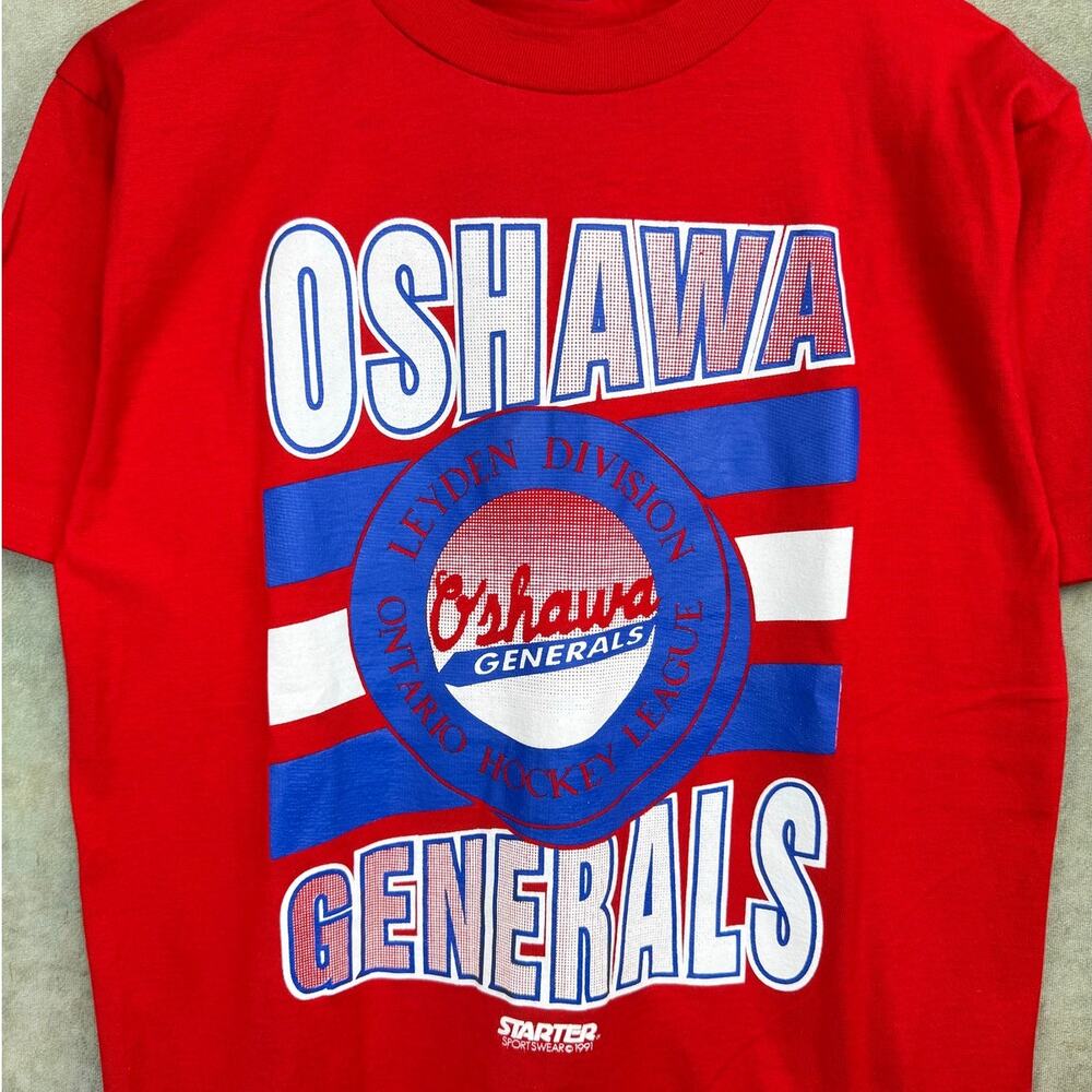 Vtg 90s Oshawa Generals Hockey T Shirt Sz M Red Minor League Canada View 3